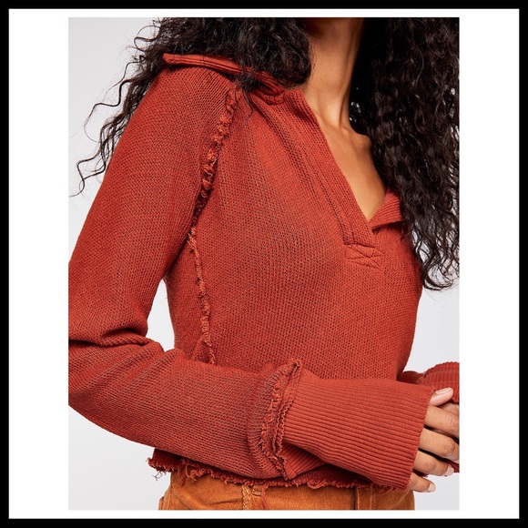 FREE PEOPLE SWEATER PULLOVER V-NEVK HENLEY A2C - Picture 4 of 8